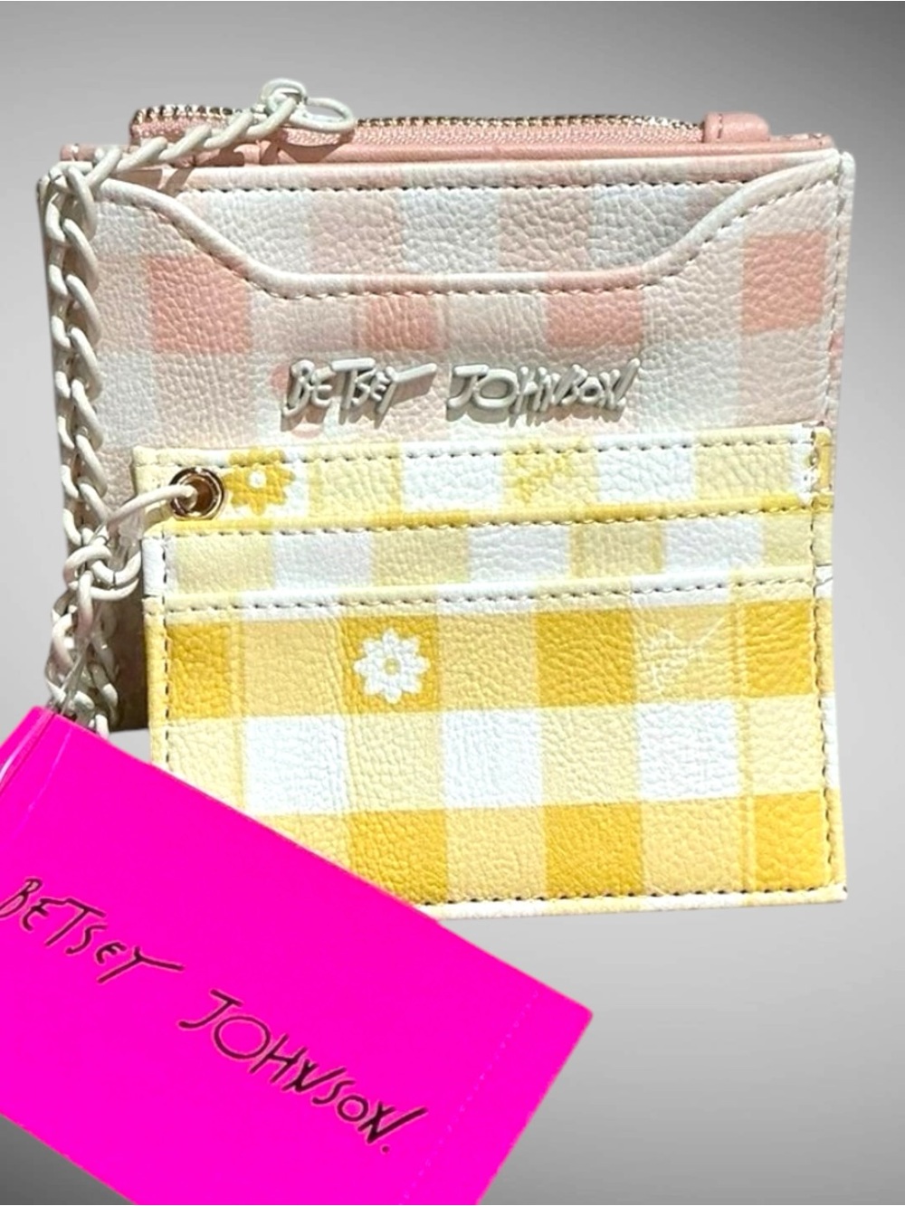 Betsey Johnson 2 Piece Gingham Wallet & Card Holder Set NWT